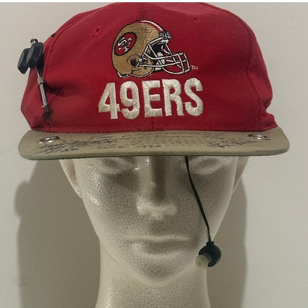 Vintage San Francisco 49ers HOF Signed Autographed Hat Radio Cap Red - No COA